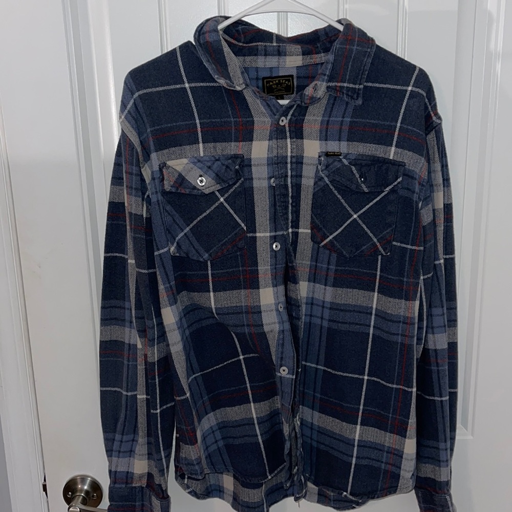 Grey and blue dark seas flannel